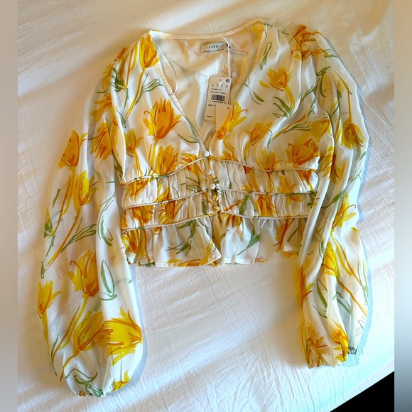 Lush Floral Long Sleeve Button Front Top - Picture 2 of 6